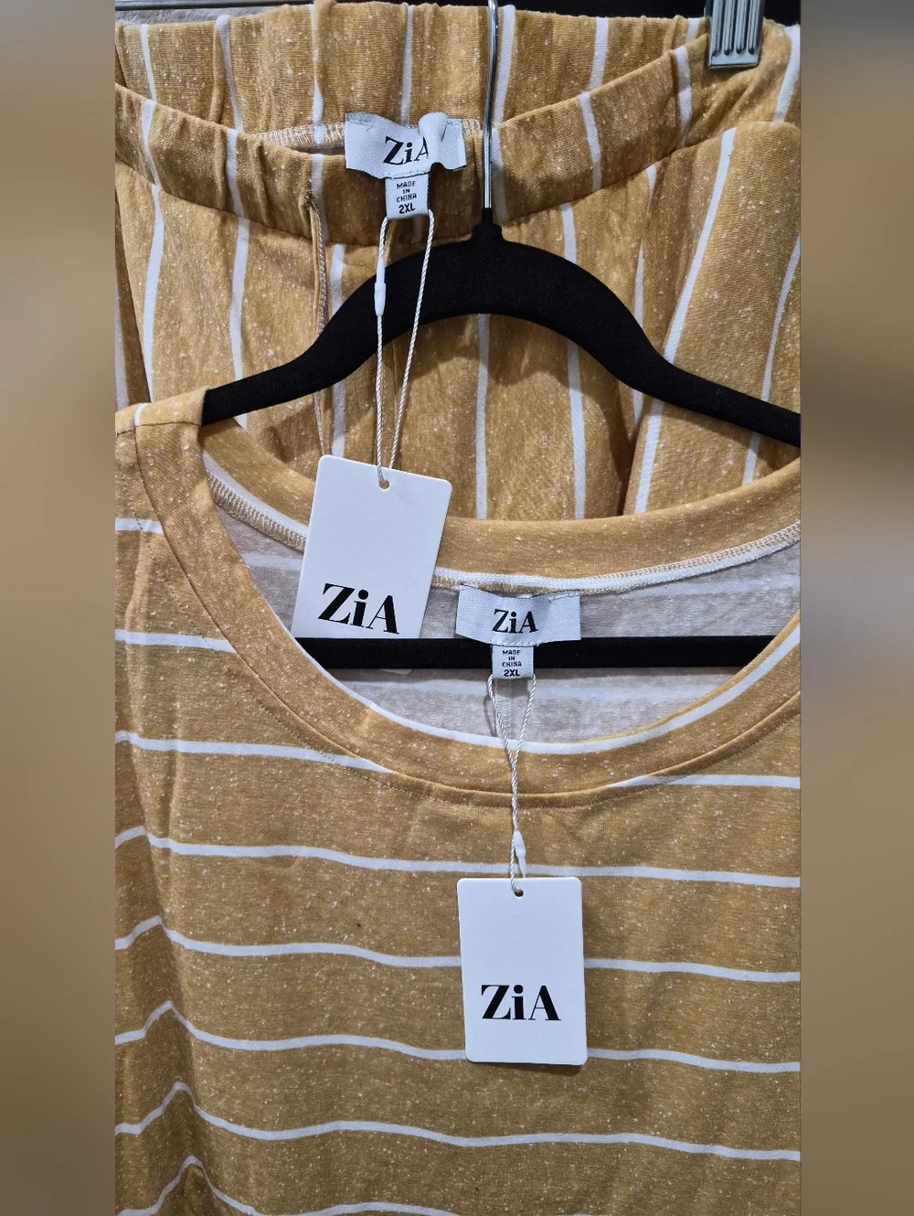 ZIA Striped Relaxed Knit Top & Drawstring Pants Set - Mustard - Picture 5 of 7